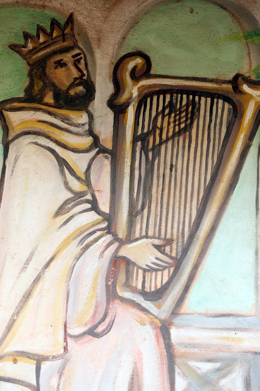 Santuário mariano de Nossa Senhora do Lago Togo. O Rei David a tocar harpa. Pintura. Togo de Unbekannt