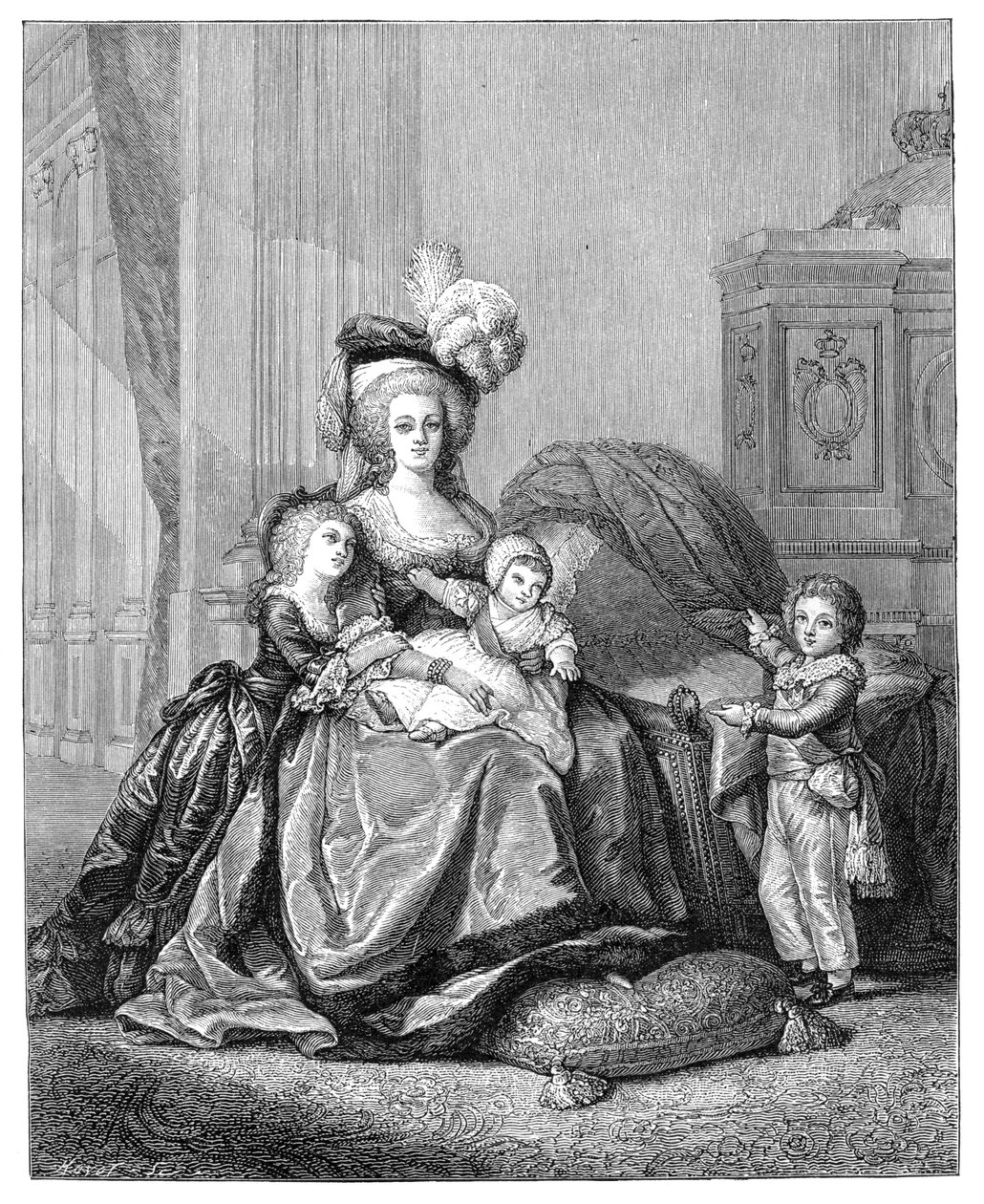 Marie Antoinette e seus filhos, c1787, 1885. de Unbekannt