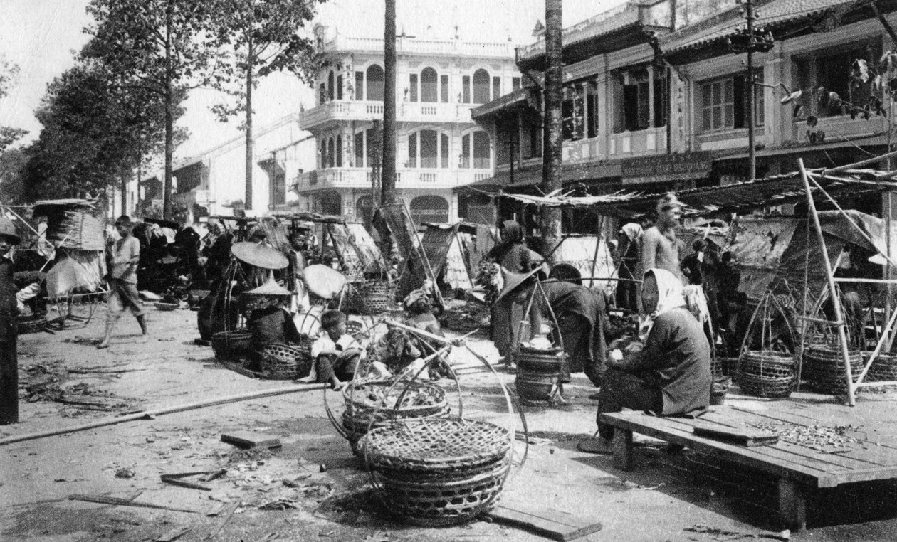 Mercado, Cholon, Saigon, Vietnã, século XX de Unbekannt