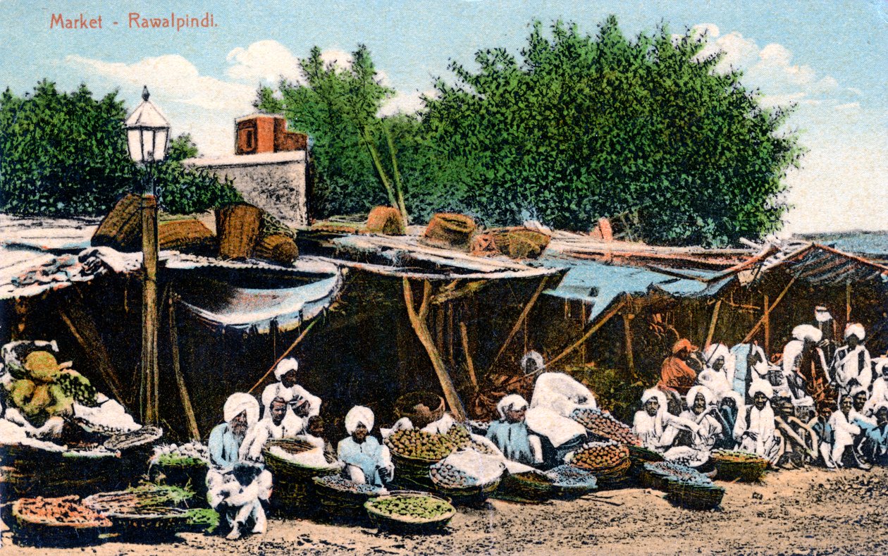 Mercado, Rawalpindi, Índia, início do século XX de Unbekannt