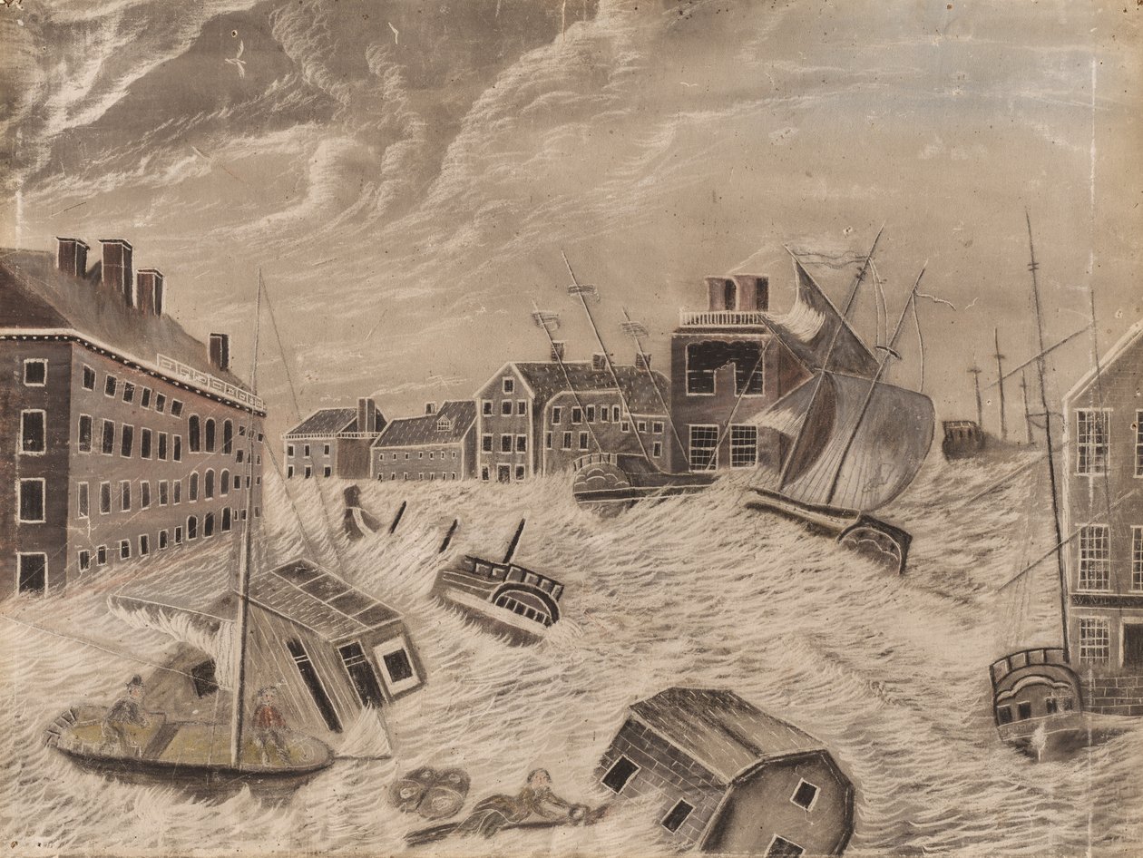 Praça do mercado, Providence, Rhode Island, durante o grande vendaval de setembro de 1815, 1815. de Unbekannt