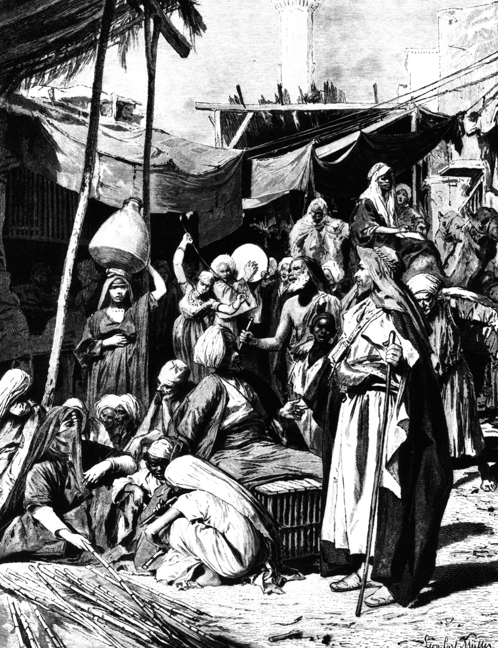 Mercado em Tantah, Egito, 1880 de Unbekannt