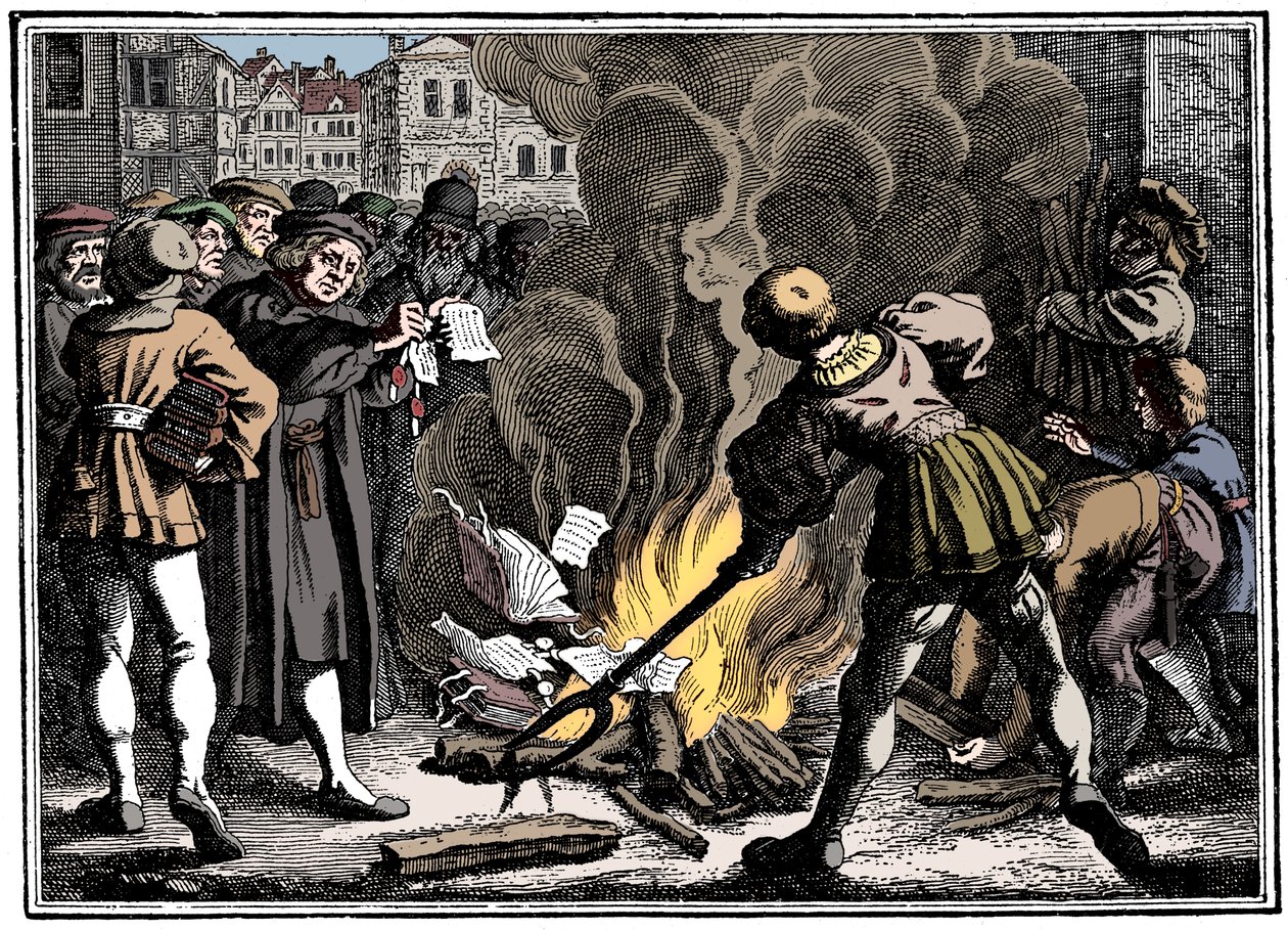 Martin Luther queimando a bula papal, 1520 de Unbekannt