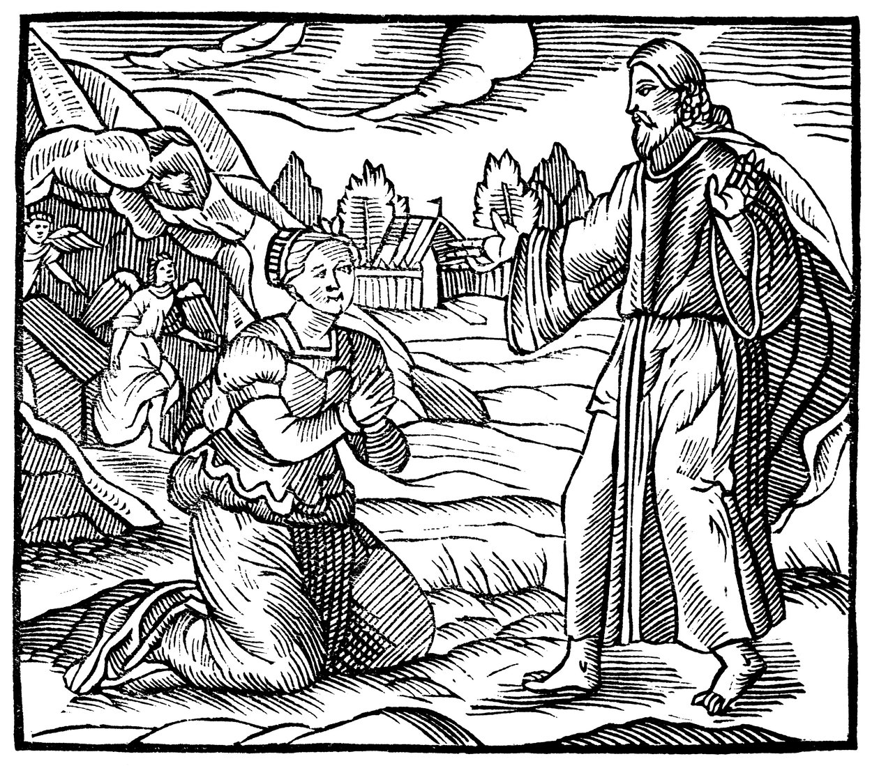 Maria Madalena vendo a aparição de Jesus Cristo ressuscitado, c1500 de Unbekannt