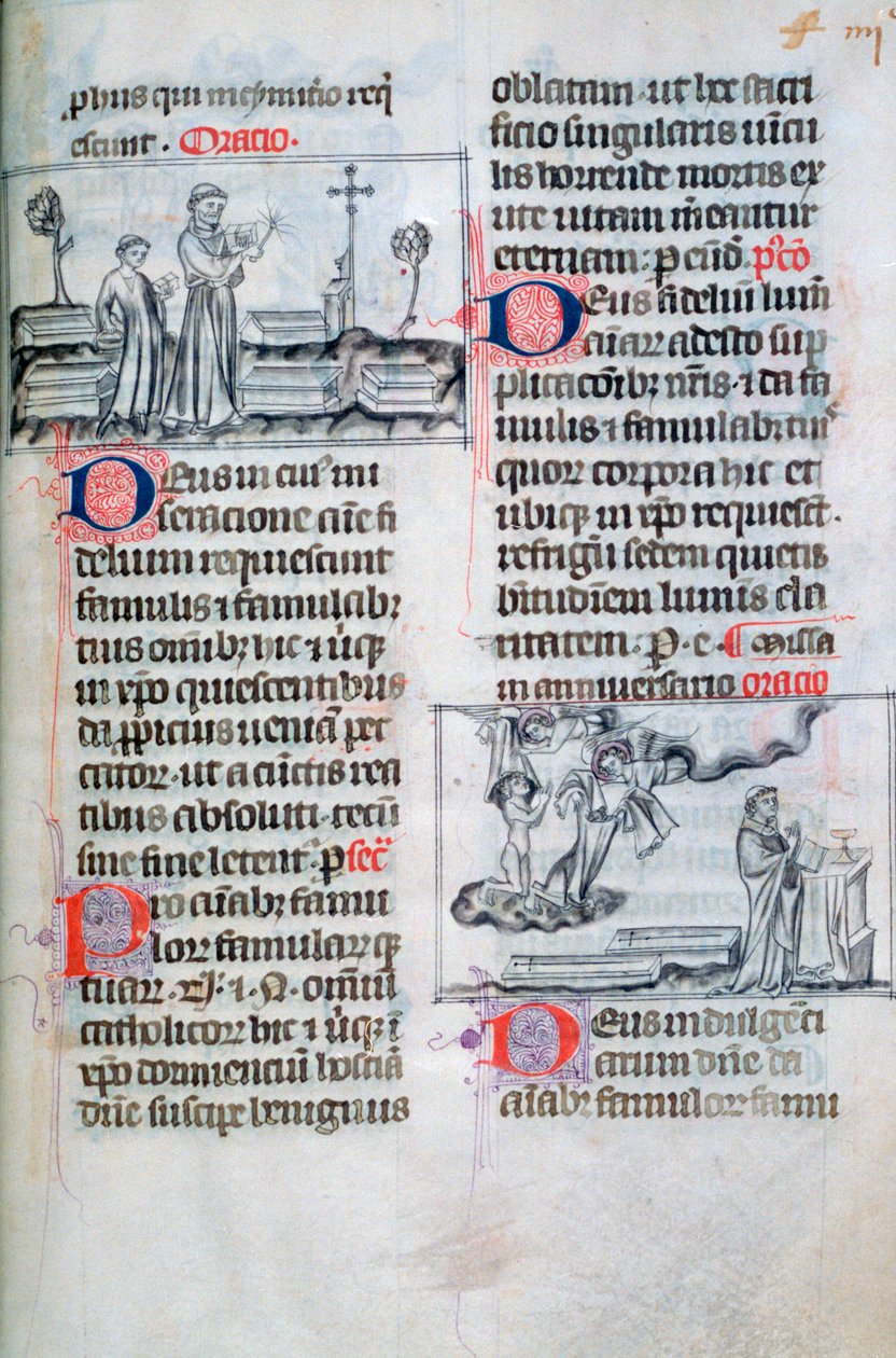 Missa para os enterrados em um cemitério e missa de aniversário para as almas dos mortos, século XIV de Unbekannt