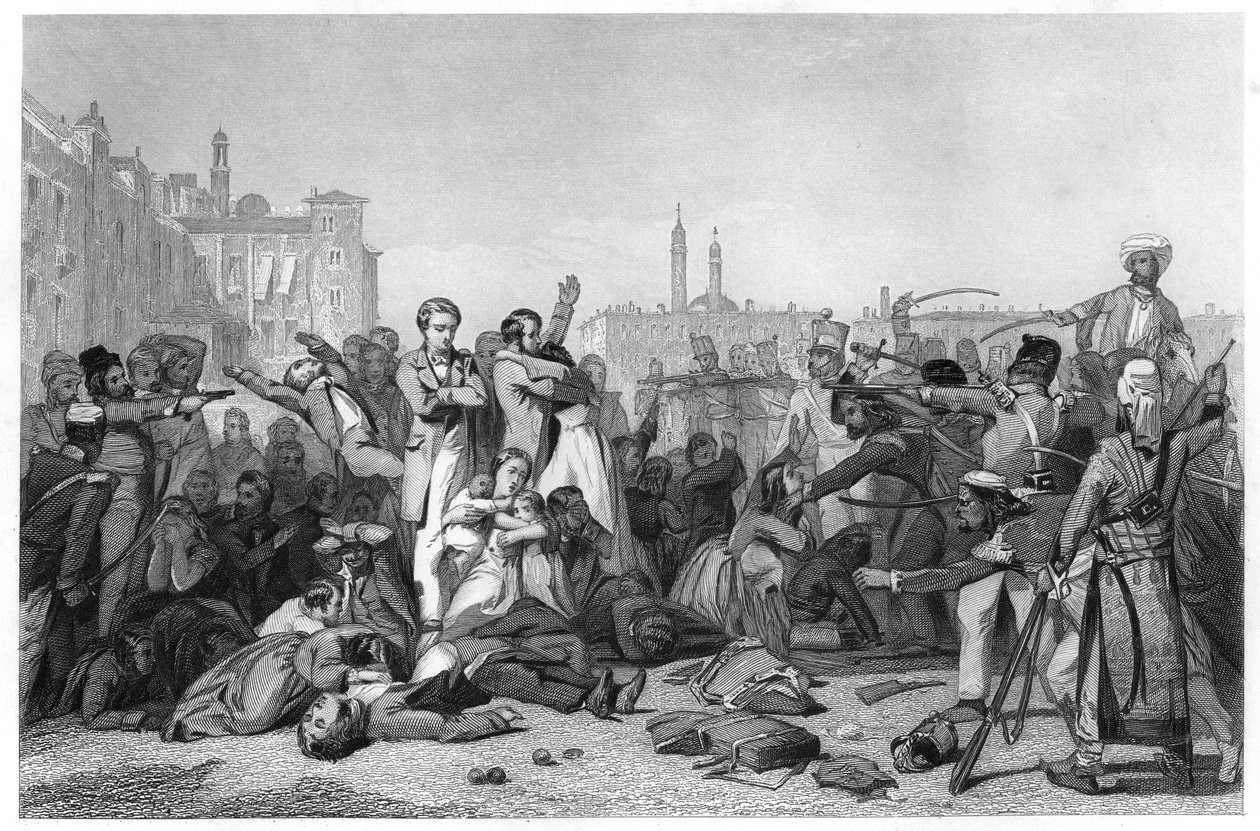 Massacre em Cawnpore, 1857, c1860 de Unbekannt