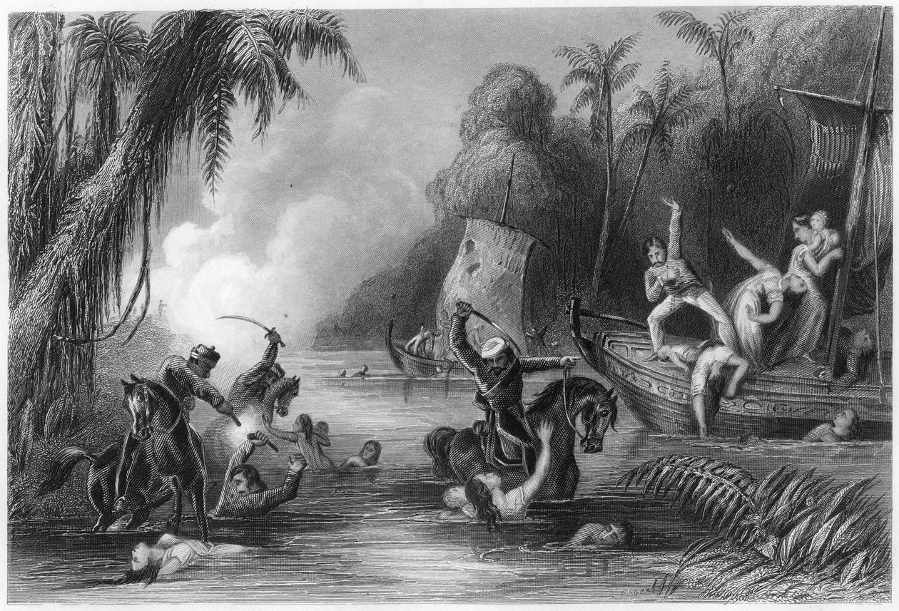 Massacre nos barcos de Cawnpore, 1857, c1860 de Unbekannt