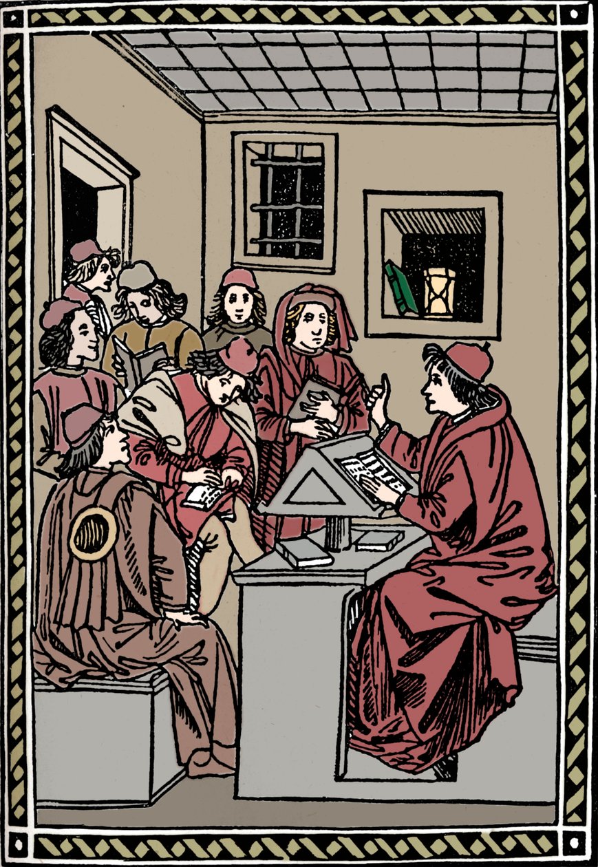 Mestre com seus alunos. Christoforo Landino, 1492, 1917 de Unbekannt