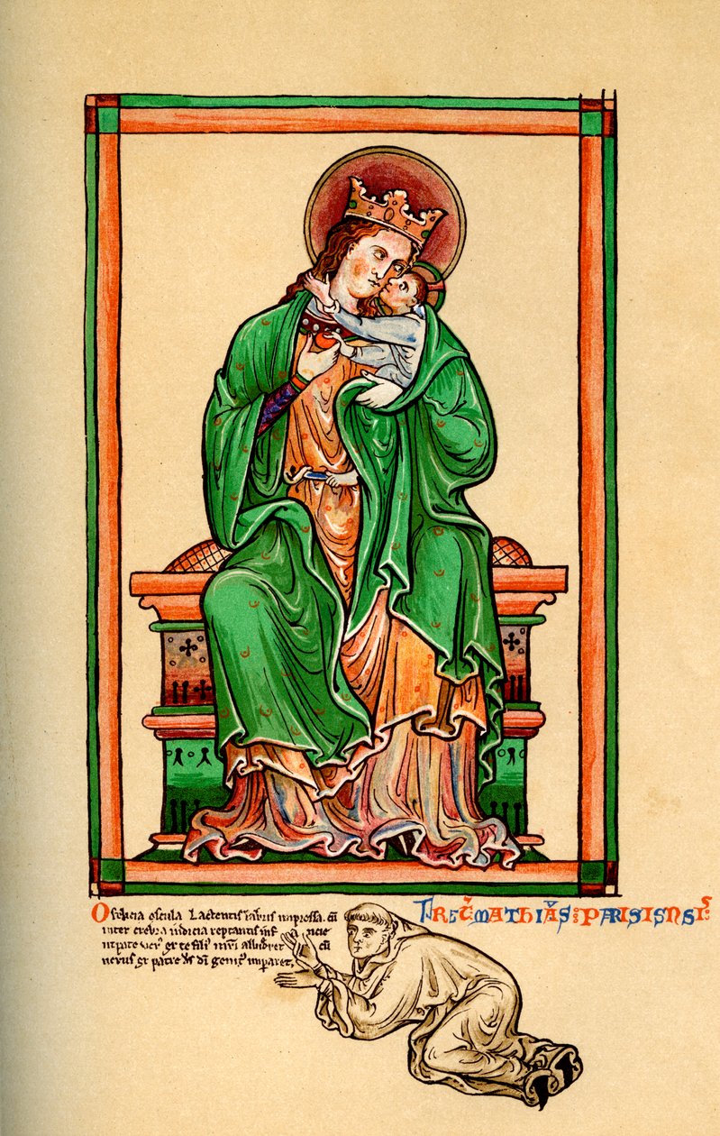 Matthew Paris aos pés da Virgem e o Menino, século XIII, 1892 de Unbekannt