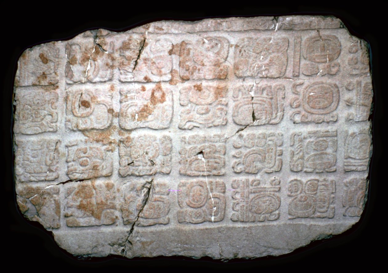 Hieróglifos maias em parte de um lintel de porta, século VII de Unbekannt