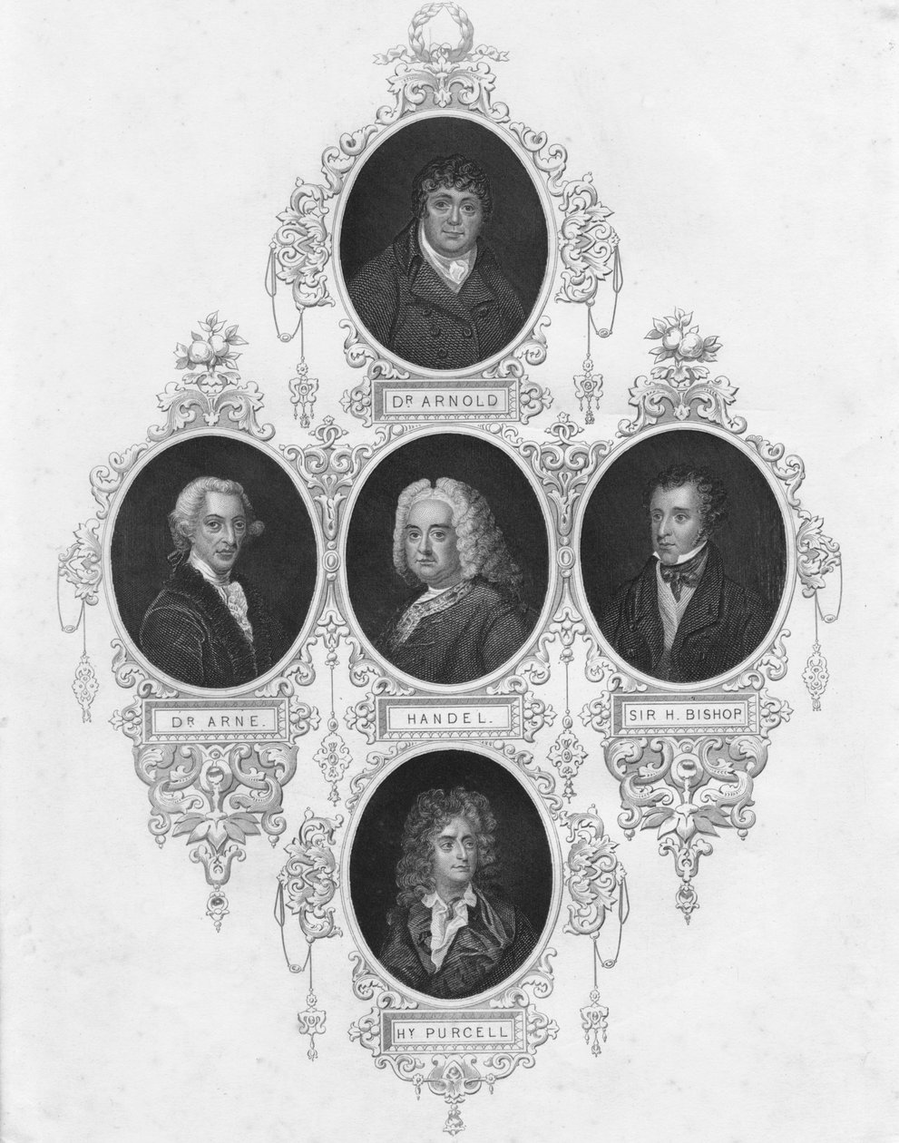 Retratos medalhão de compositores britânicos, início do século XIX. de Unbekannt