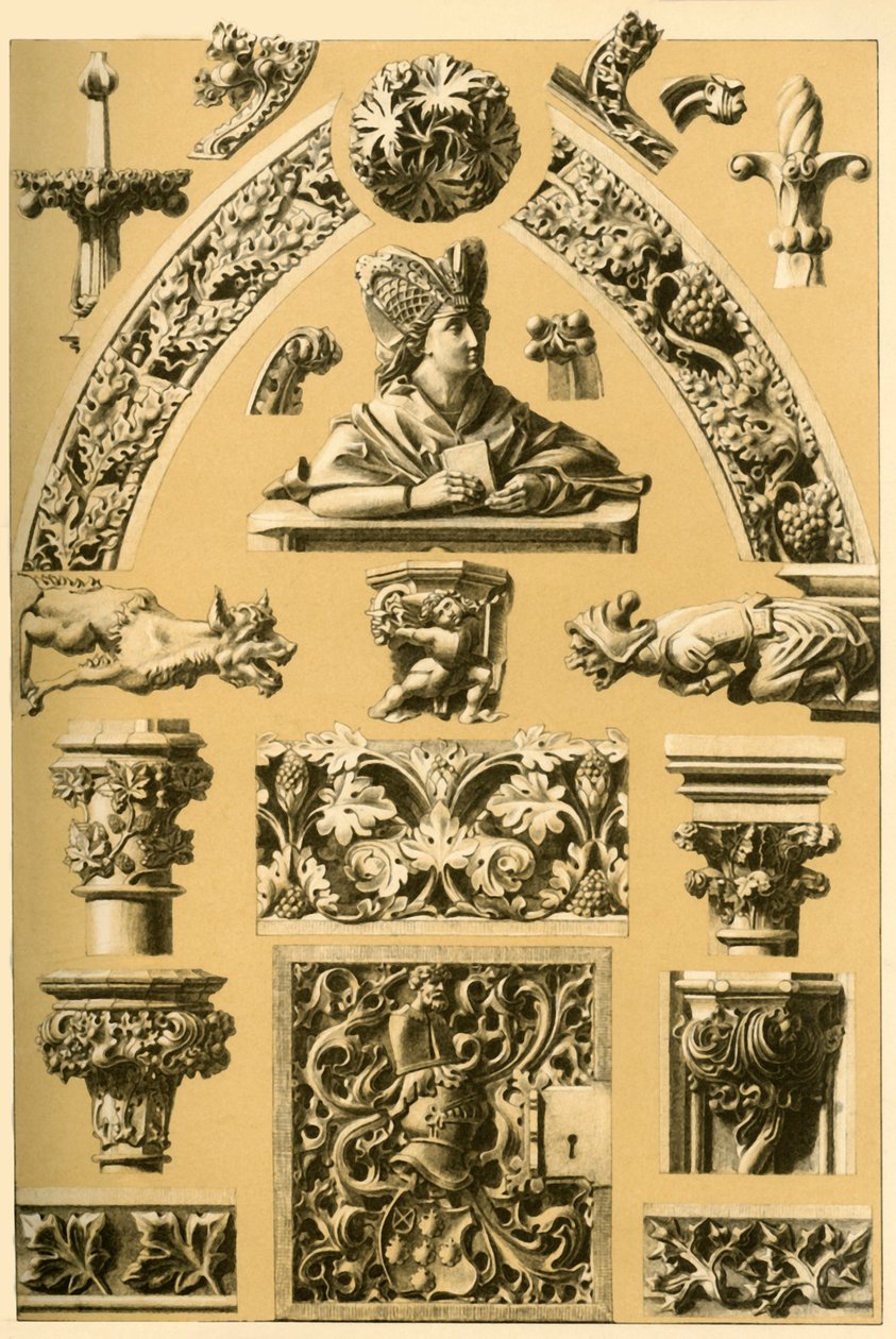 Ornamento e escultura arquitetônica medieval, 1898. de Unbekannt