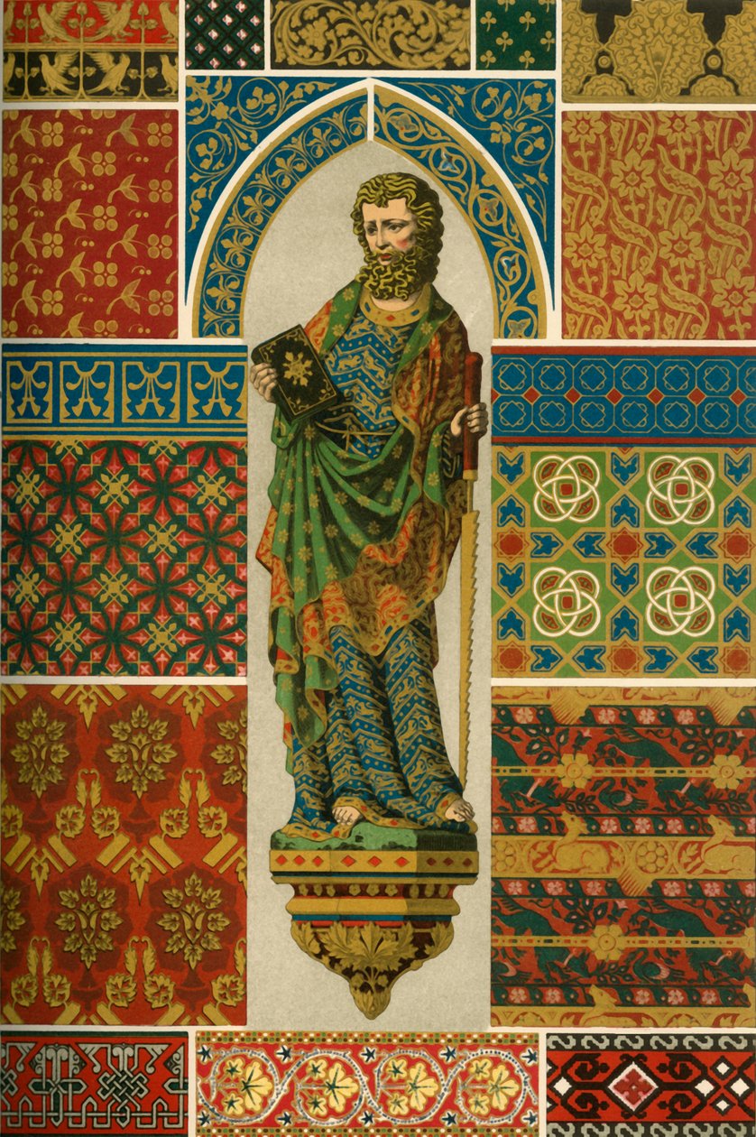 Tecelagem medieval, bordado, esmalte e escultura pintada, 1898. de Unbekannt
