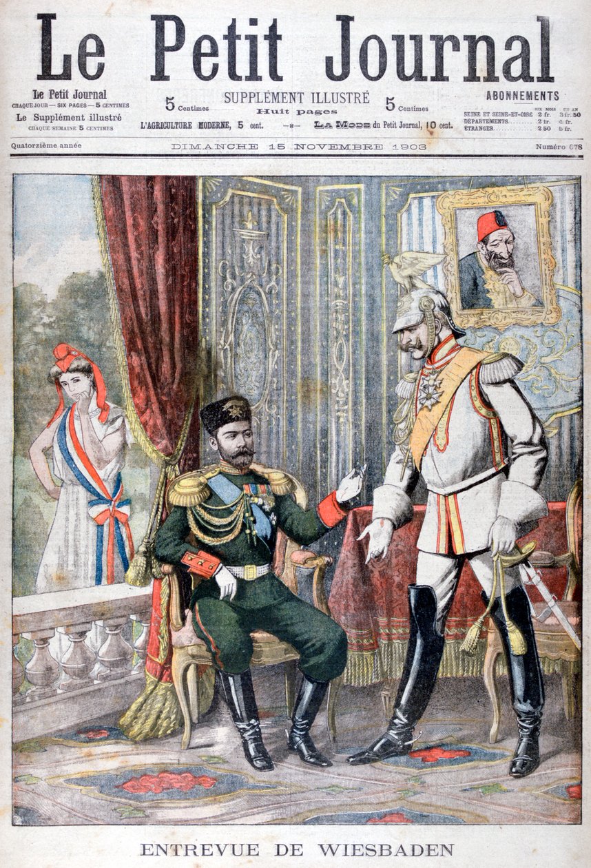 Encontro entre o czar Nicolau II e o Kaiser Wilhelm II, Wiesbaden, Alemanha, 1903 de Unbekannt