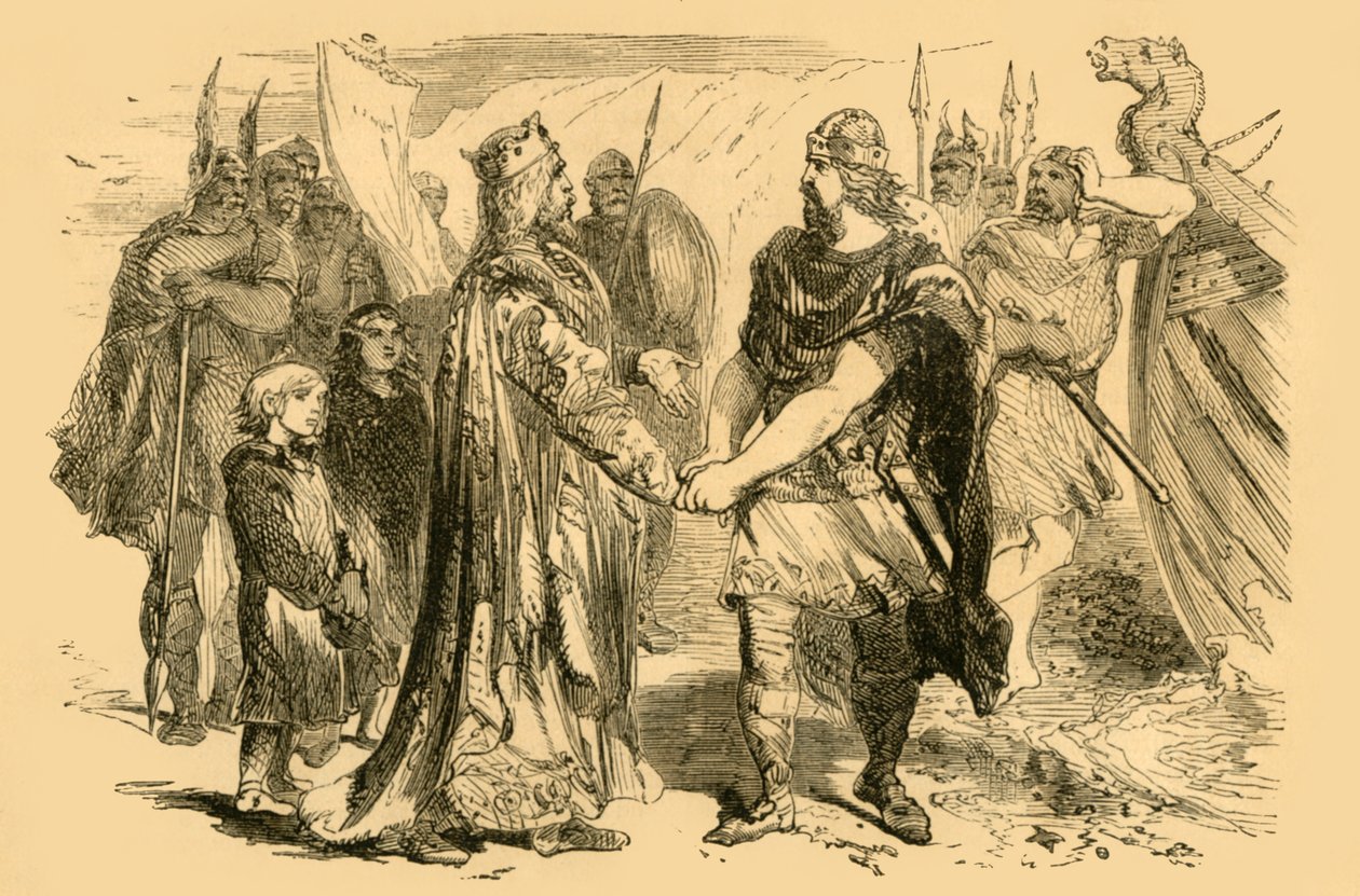 Reunião de Edmund Ironside e Canute, na Ilha de Alney, em Severn, c1890. de Unbekannt