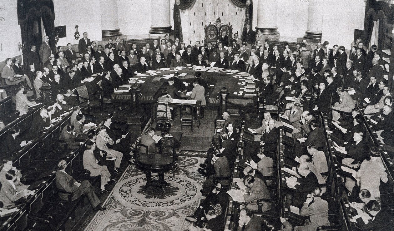 Reunião da SDN ou da Liga das Nações a 10/06/1929 no Palácio do Senado, em Madrid, Espanha de Unbekannt