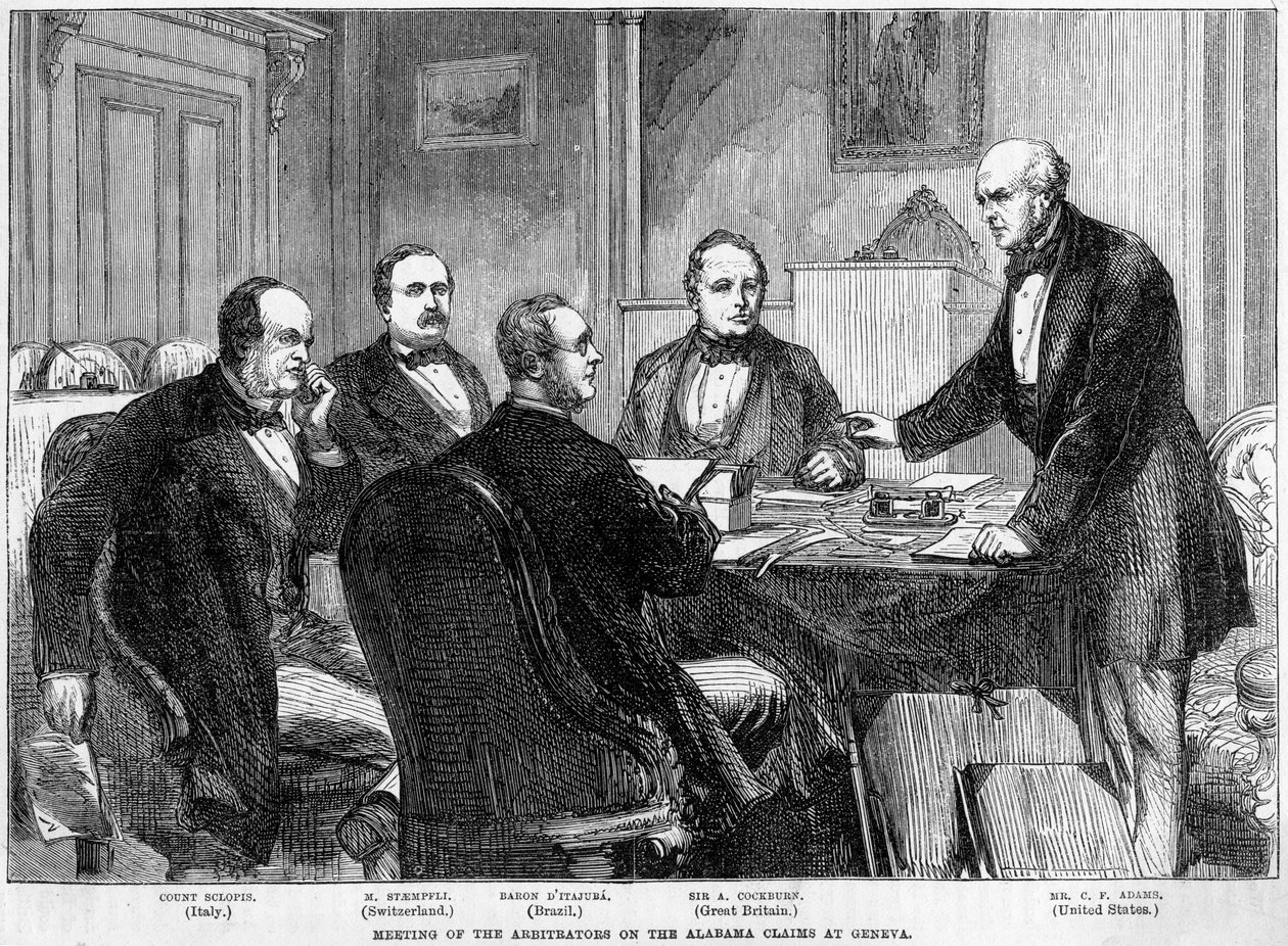 Reunião dos árbitros sobre as reivindicações do Alabama, Genebra, Suíça, c1865-c1870 de Unbekannt