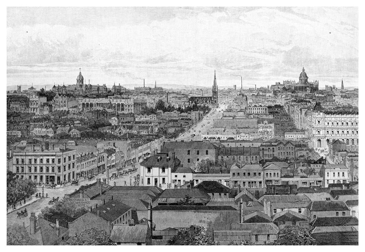 Melbourne, olhando leste, Victoria, Austrália, 1886 de Unbekannt