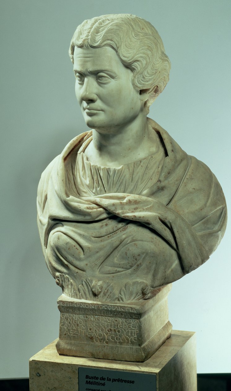 Melitene, sacerdotisa da Mãe dos Deuses, busto romano em mármore, consagrada 162 d.C. de Unbekannt