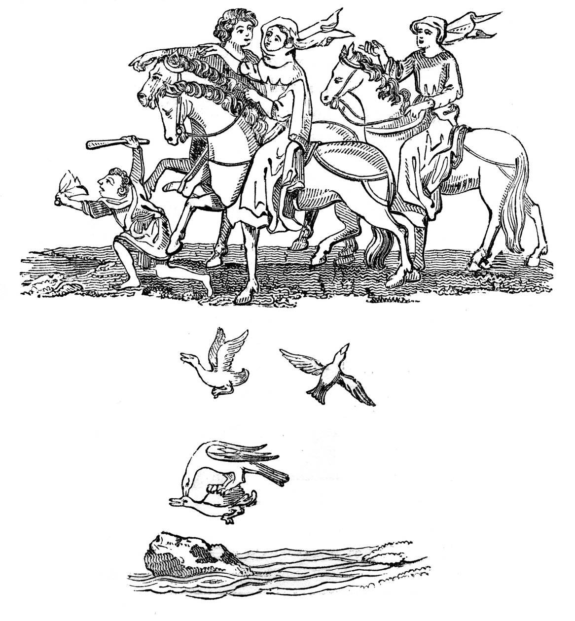 Homens e mulheres no ato de Hawking, século XIV, 1833 de Unbekannt