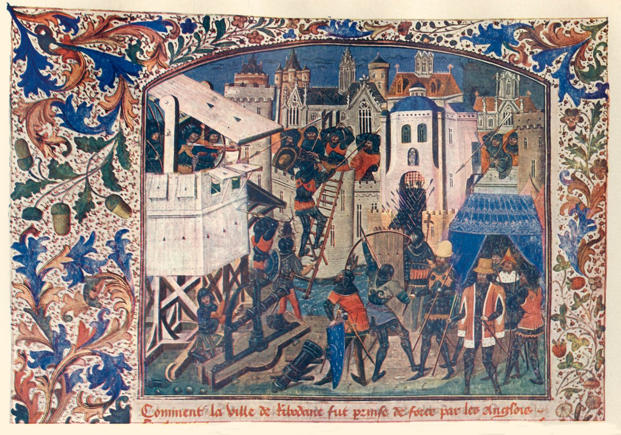 Métodos de guerra durante a guerra dos cem anos, c1400, c1930. de Unbekannt