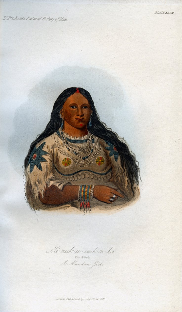 Mi-neek-ee-afundou-te-ka, o vison, uma menina de Mandan, 1848 de Unbekannt