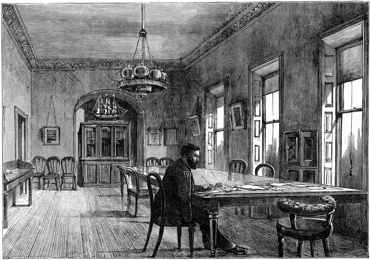 Michael Davitt na sala de comitês da Land League, Upper Sackville Street, Dublin, 1891 de Unbekannt