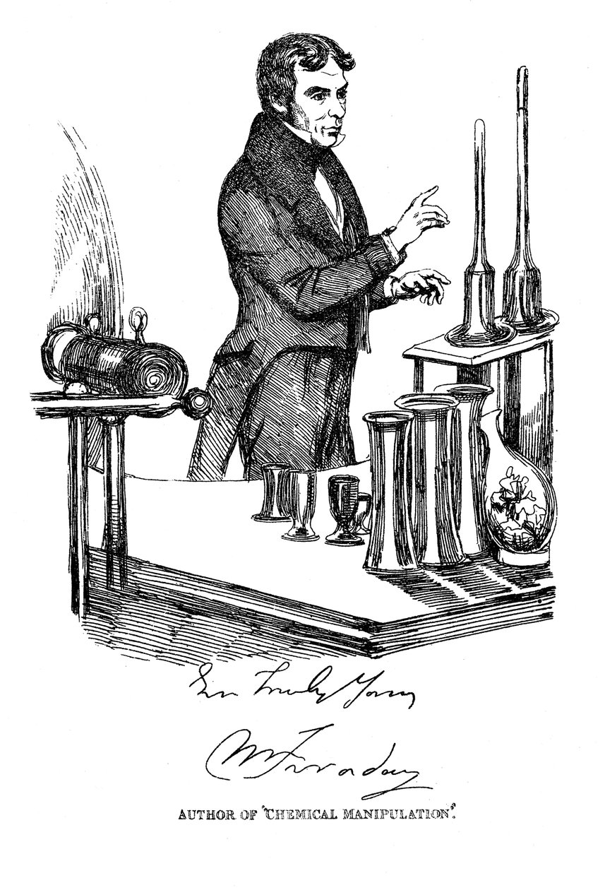 Michael Faraday palestrando na Royal Institution, Londres, c1835 de Unbekannt