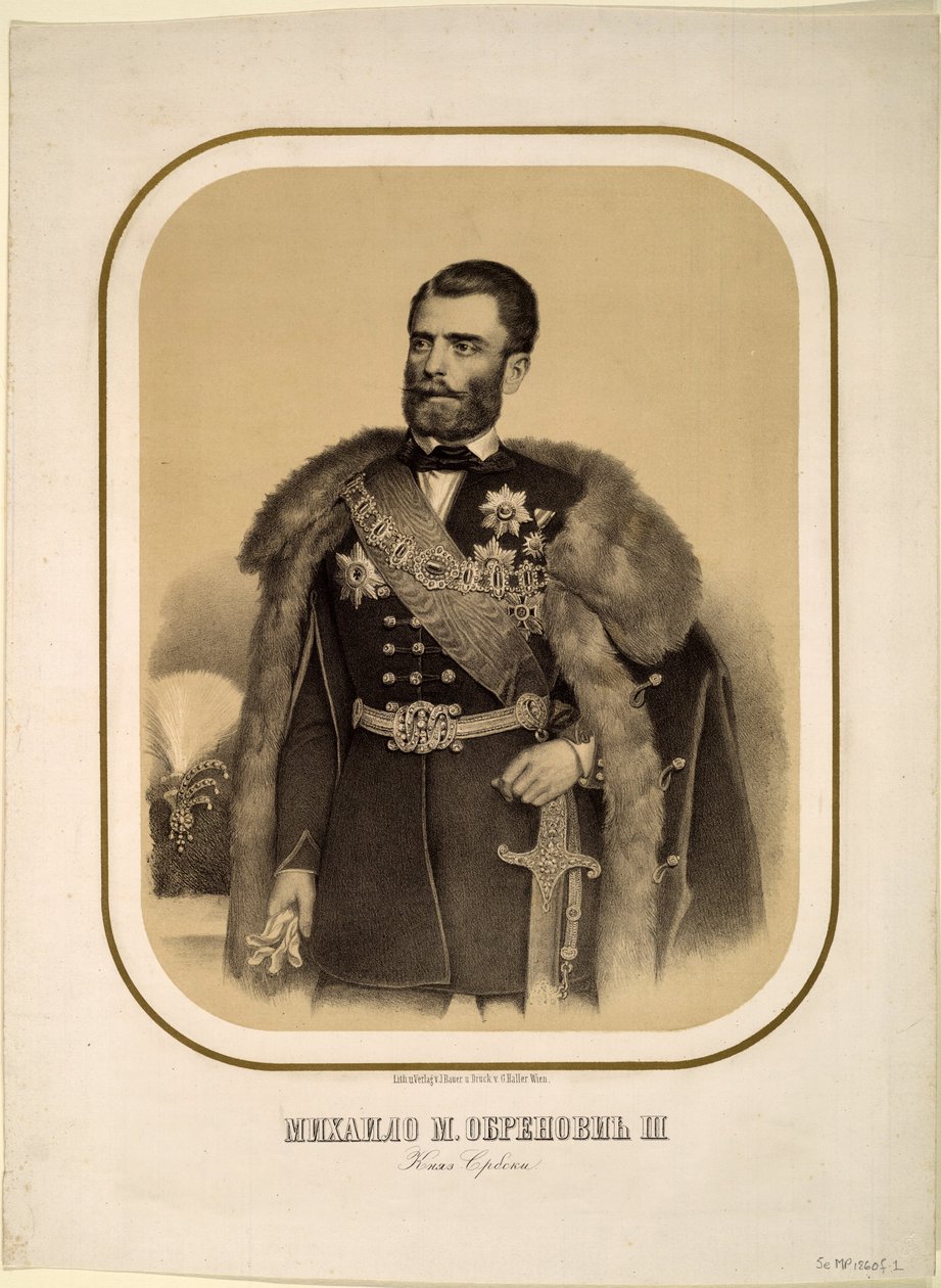 Mihailo Obrenovic III 1823-1868, Príncipe da Sérvia, ca 1860 de Unbekannt