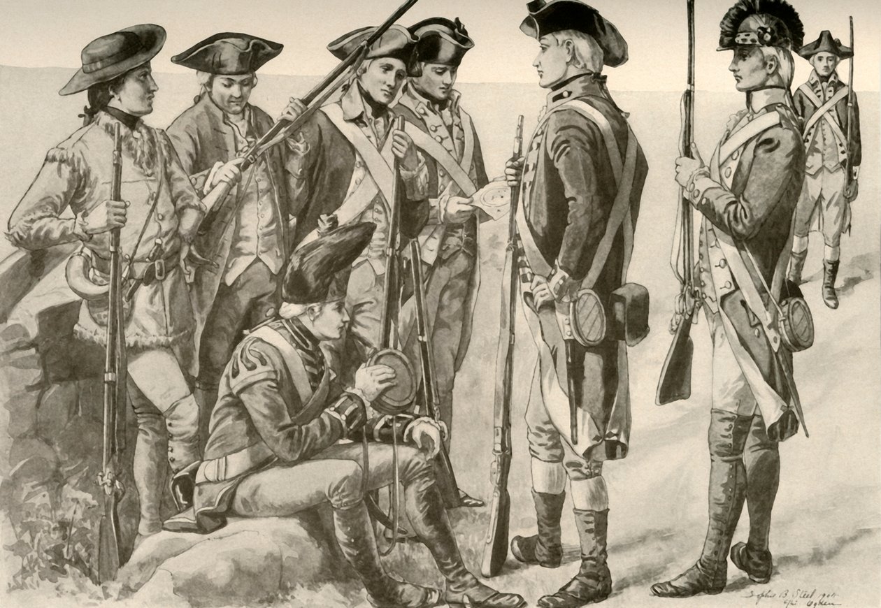 Uniformes militares na América, c1770, 1937. de Unbekannt