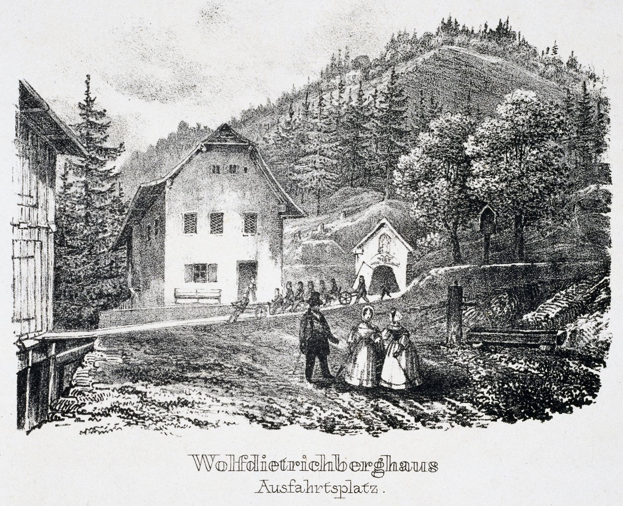 Mina de sal: O edifício Wolfdietrich e a saída da mina, Durrnberg, Áustria de Unbekannt