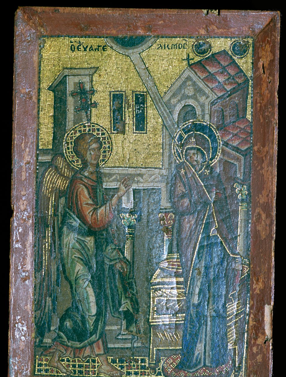 Mosaico bizantino em miniatura da Anunciação, século XIV de Unbekannt