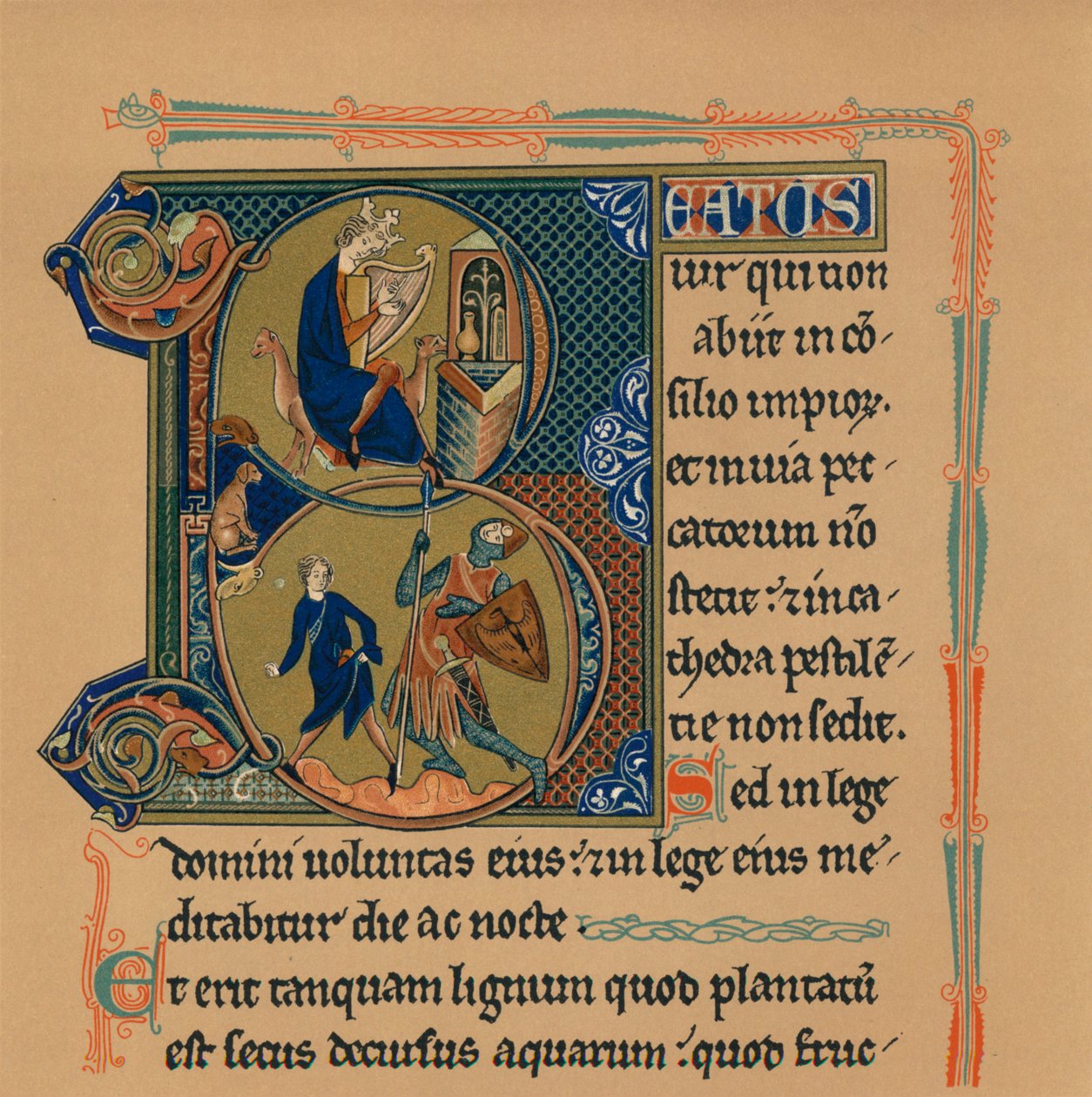 Inicial em miniatura e parte de uma página de um Saltério, século XIII, 1901 de Unbekannt