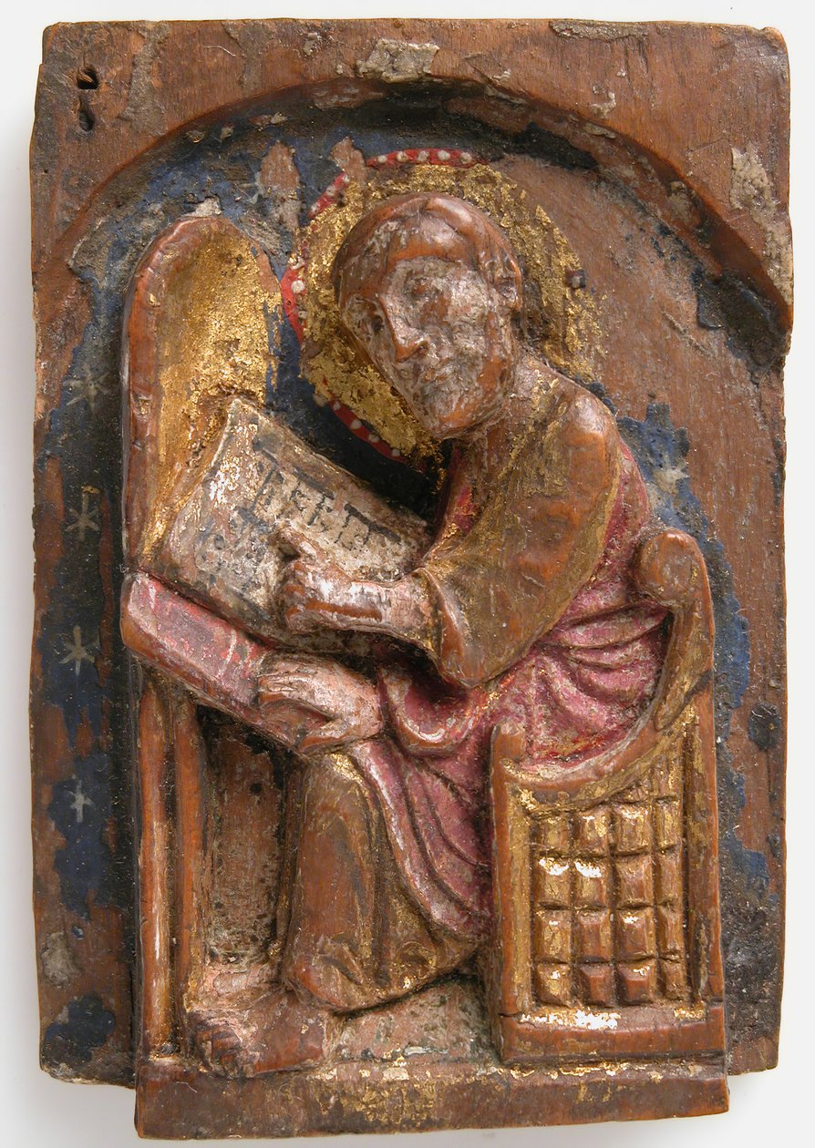 Relevo em miniatura de um São Lucas em sua mesa de escrita, 1200-1225. de Unbekannt