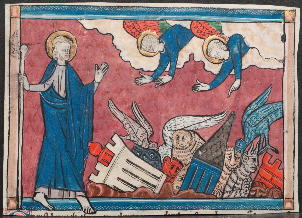 Miniatura de um manuscrito do apocalipse: A queda da Babilônia, c. 1295 de Unbekannt