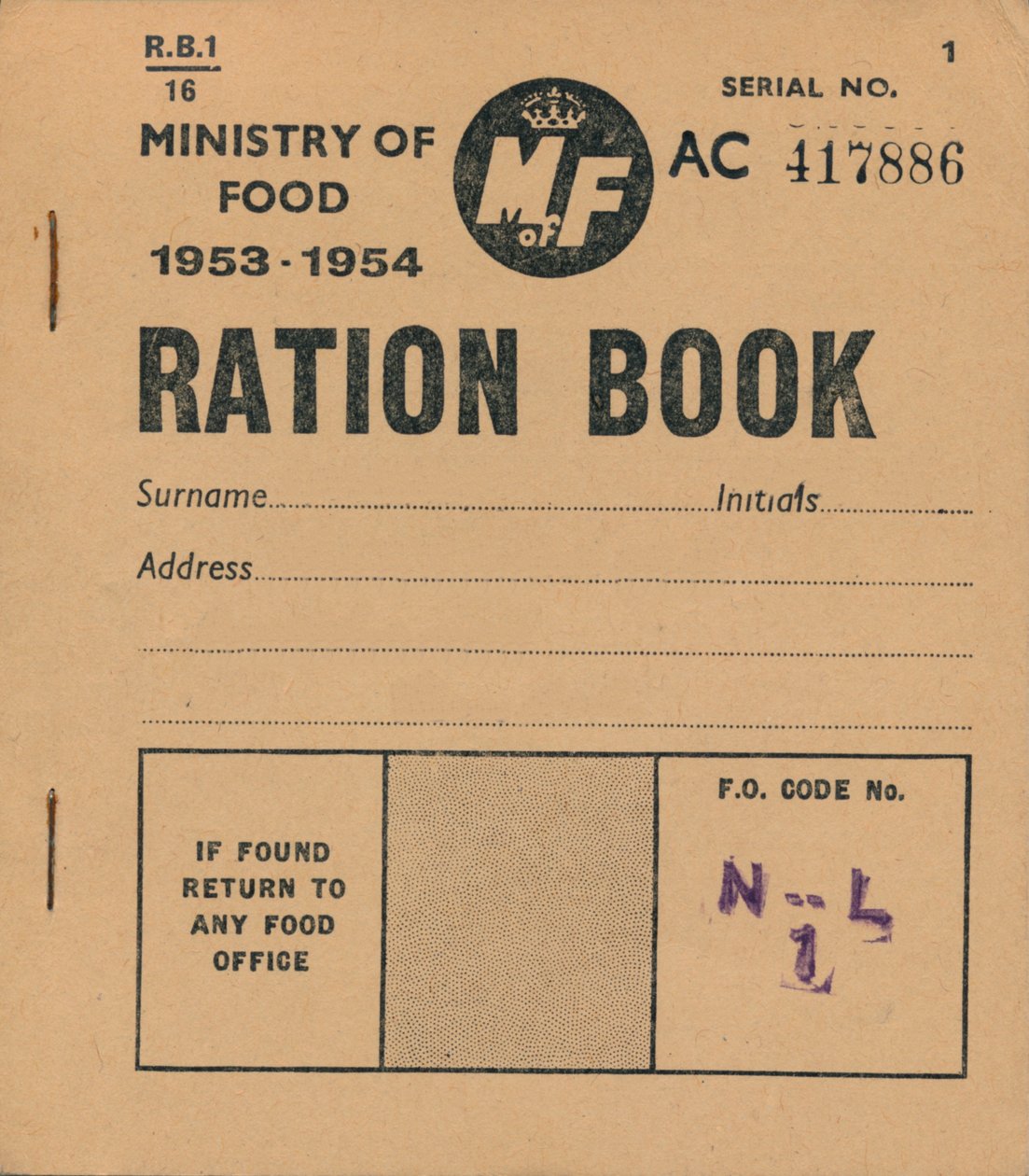 Livro de Rações do Ministério da Alimentação, 1953-1954 de Unbekannt