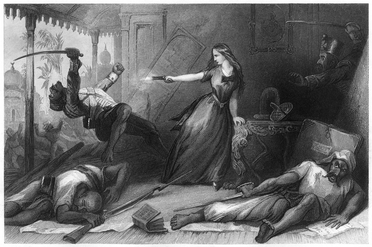 Wheeler, defendendo-se contra os Sepoys em Cawnpore, 1857, c1860 de Unbekannt