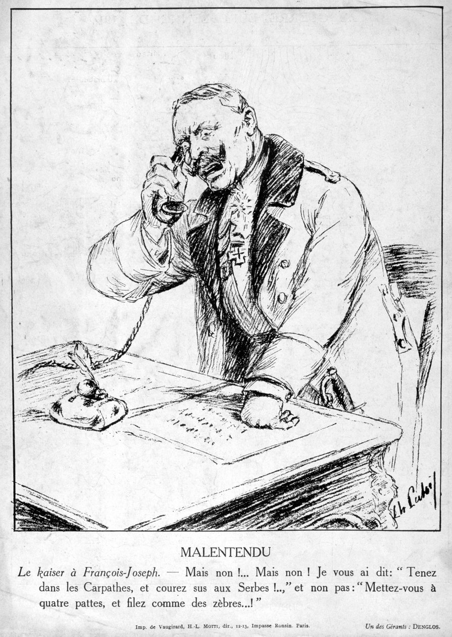 Incompreensão, caricaturas de Guillaume II da Alemanha, 1915 de Unbekannt