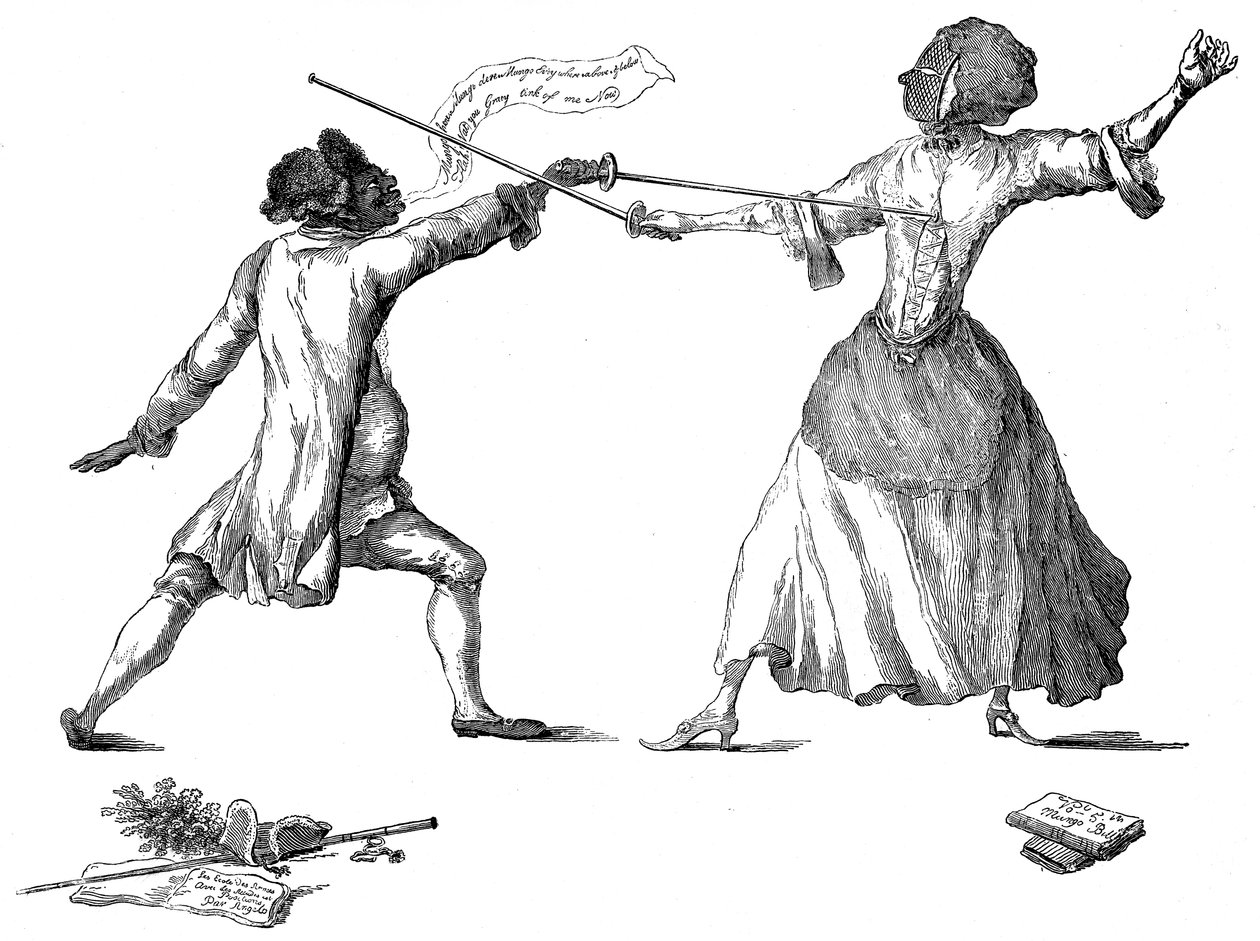 Cavaleiro da senhorita Beaumont esgrima na Carlton House, 9 de abril de 1787 de Unbekannt