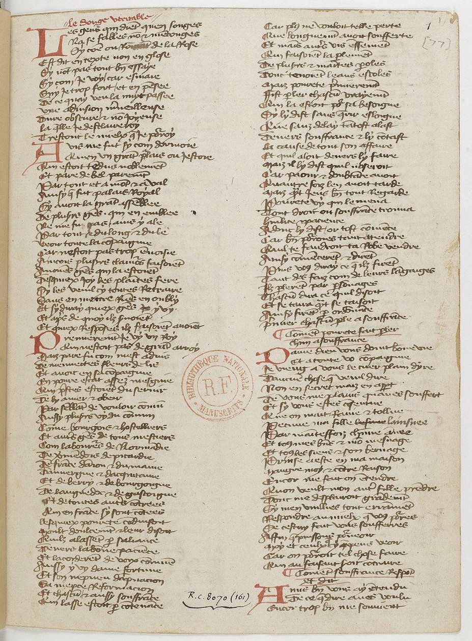 Dona de casa de Paris, uma página manuscrita, 1393 de Unbekannt
