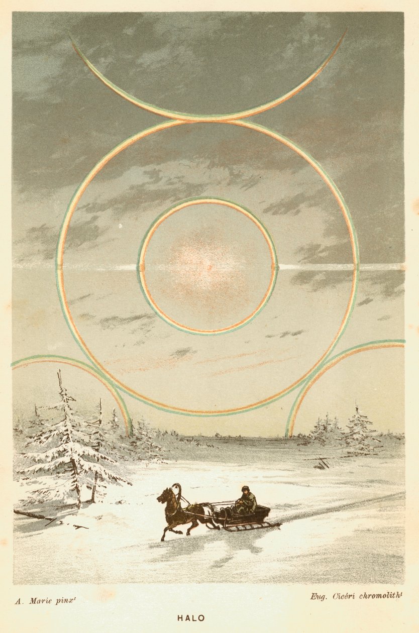 Zombar de sol com raios de sol e auréola, observado no Círculo Polar Ártico, 1873 de Unbekannt