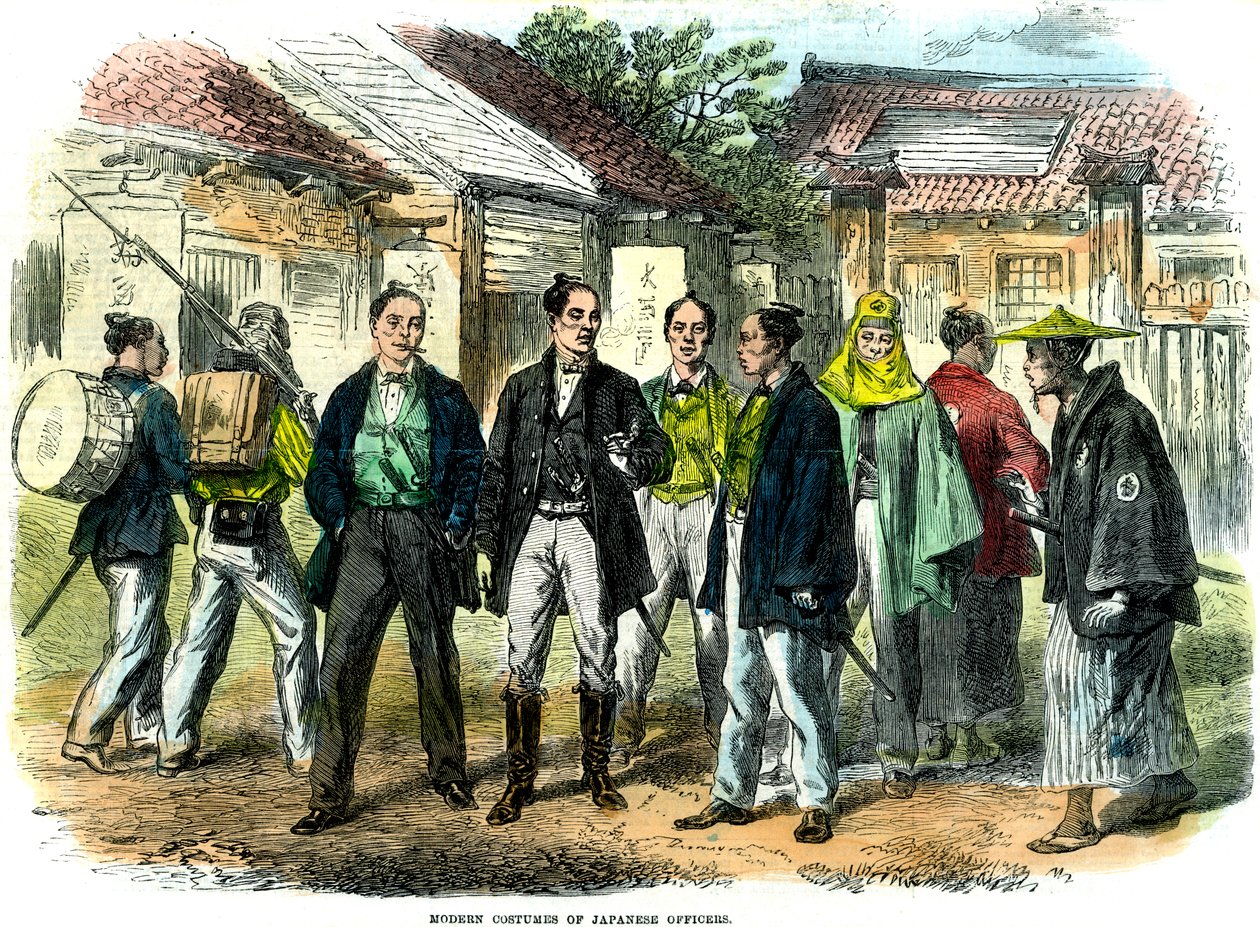 Trajes modernos de oficiais japoneses, 1866 de Unbekannt