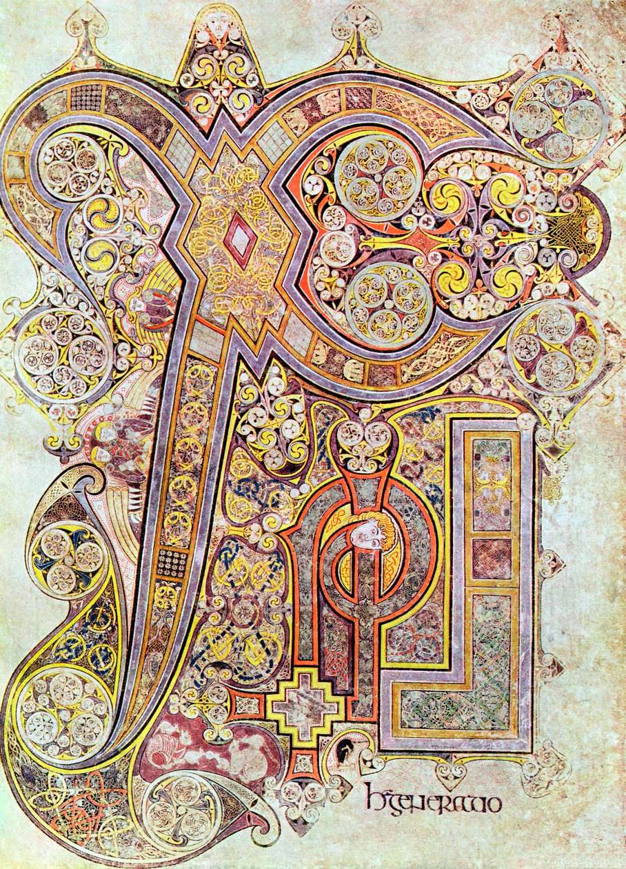 Página do monograma do Livro de Kells Christi Autem Generatio, c800 de Unbekannt