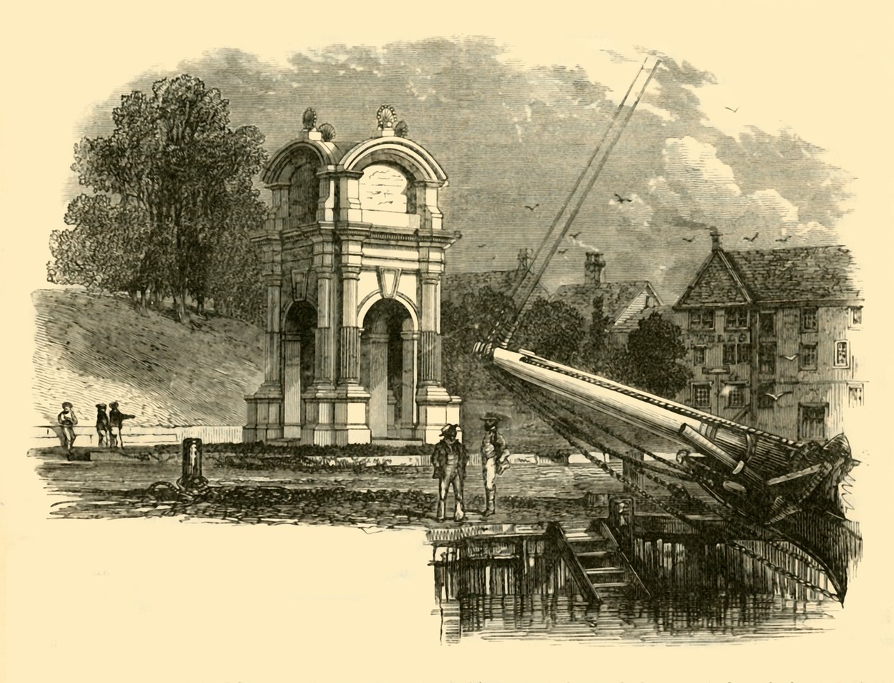 Monumento em New Plymouth, para marcar o local do desembarque dos pais dos peregrinos, 1890. de Unbekannt