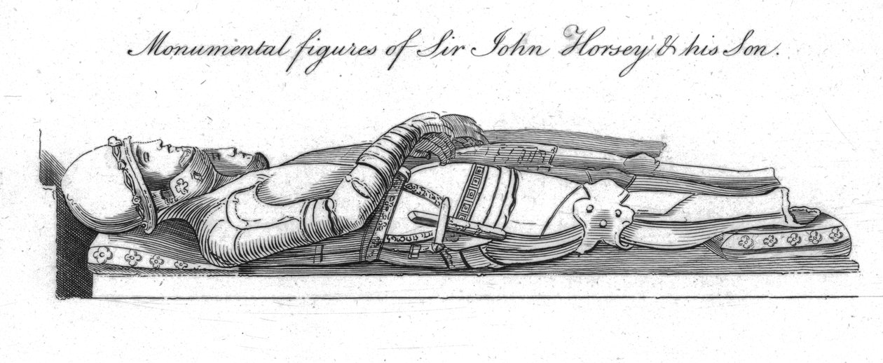 Figuras monumentais de Sir John Horsey e seu filho. de Unbekannt