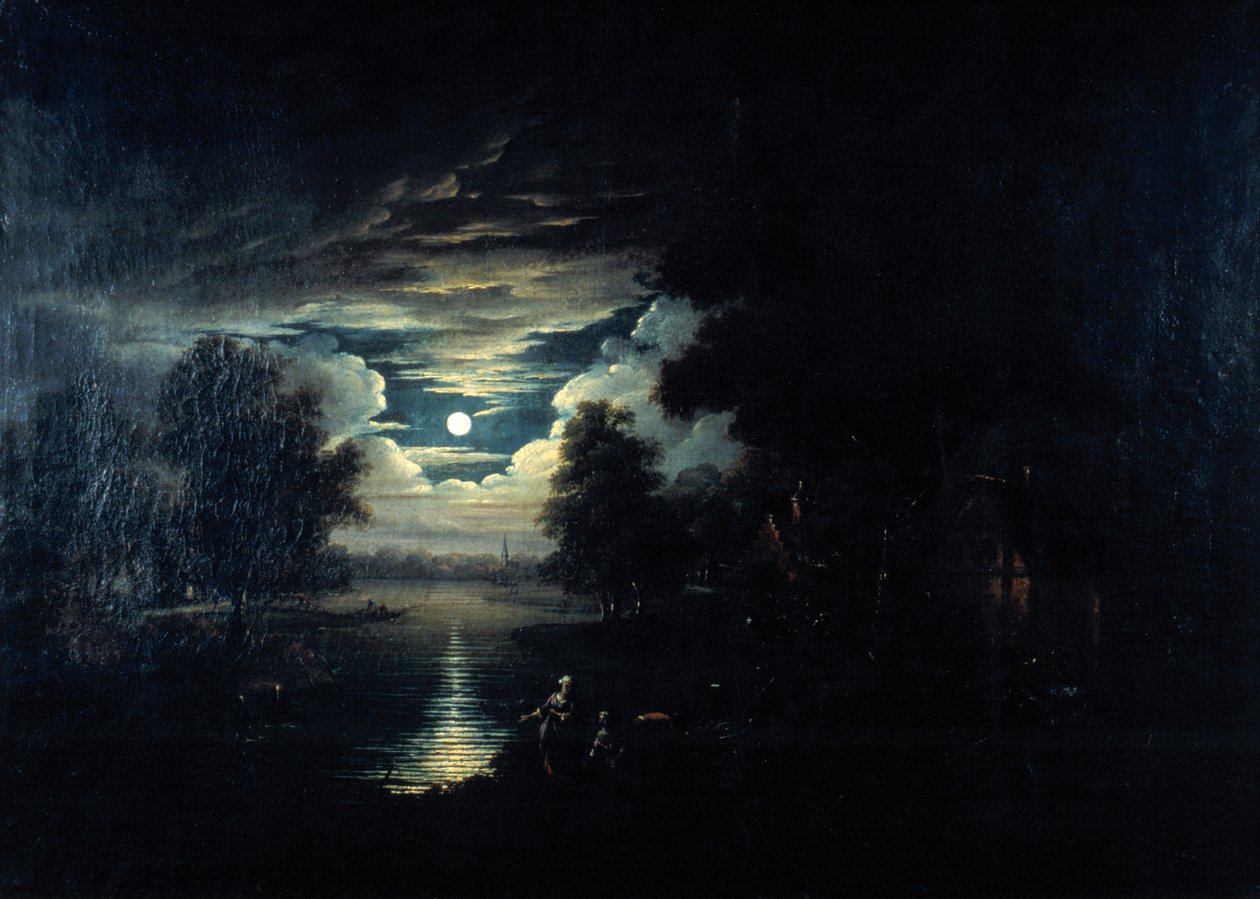 Lua refletida em um lago, século XVII de Unbekannt