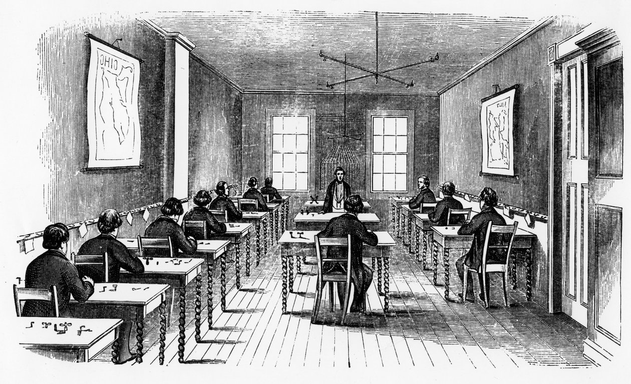 Sala de operações do telégrafo de Morse, Cincinnati, Ohio, EUA, 1859 de Unbekannt