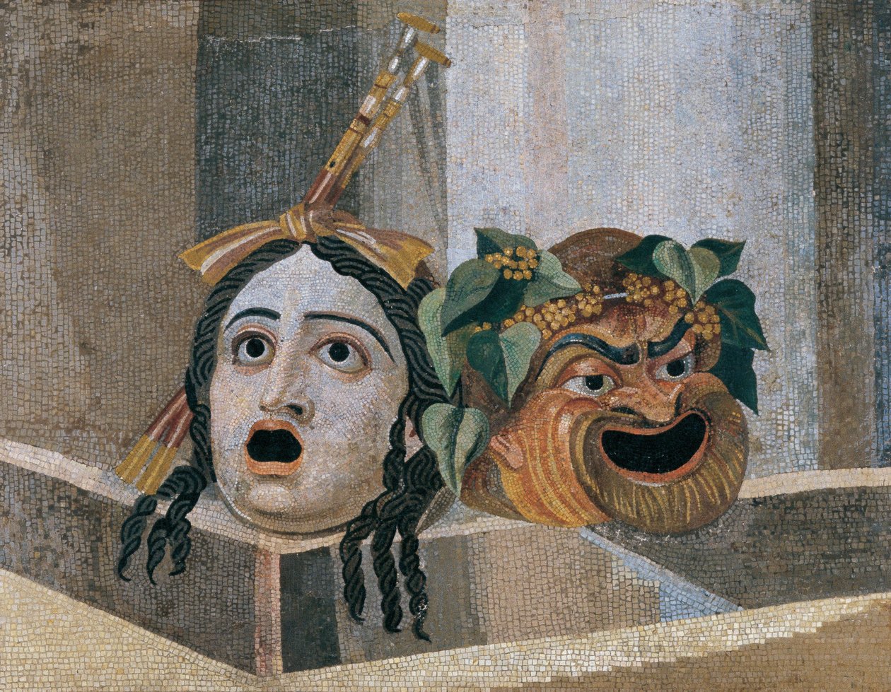 Mosaico com máscaras cênicas de Unbekannt