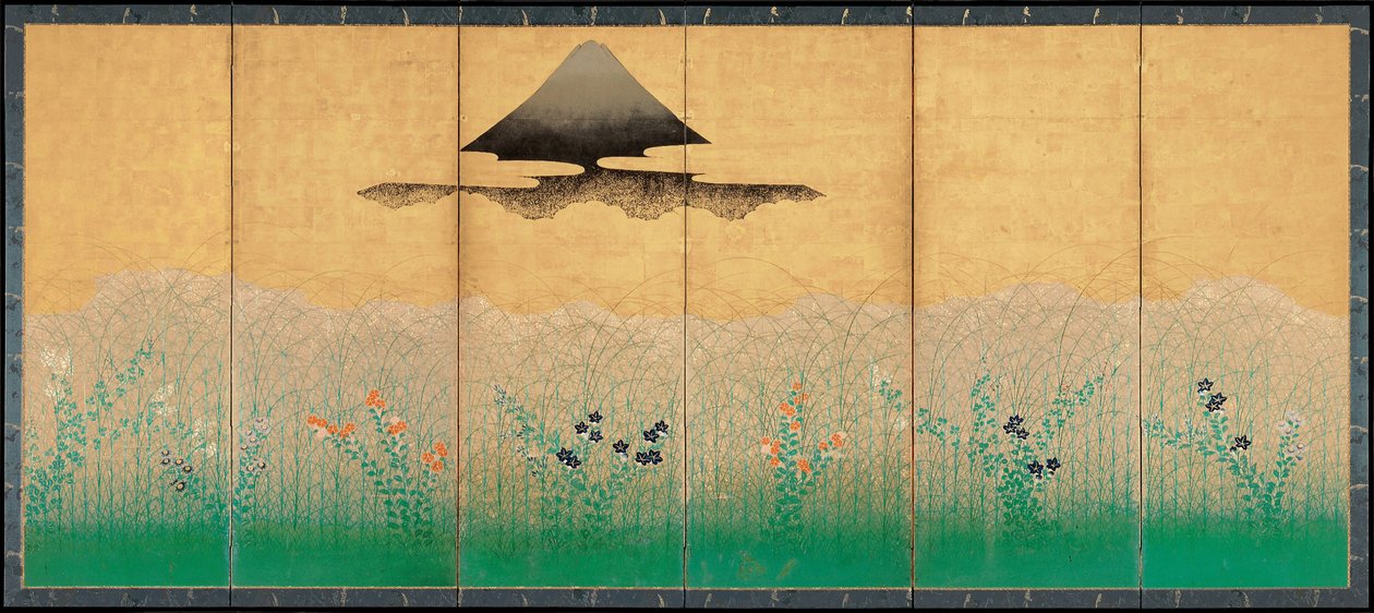Monte Fuji e a lua, ca 1760 de Unbekannt