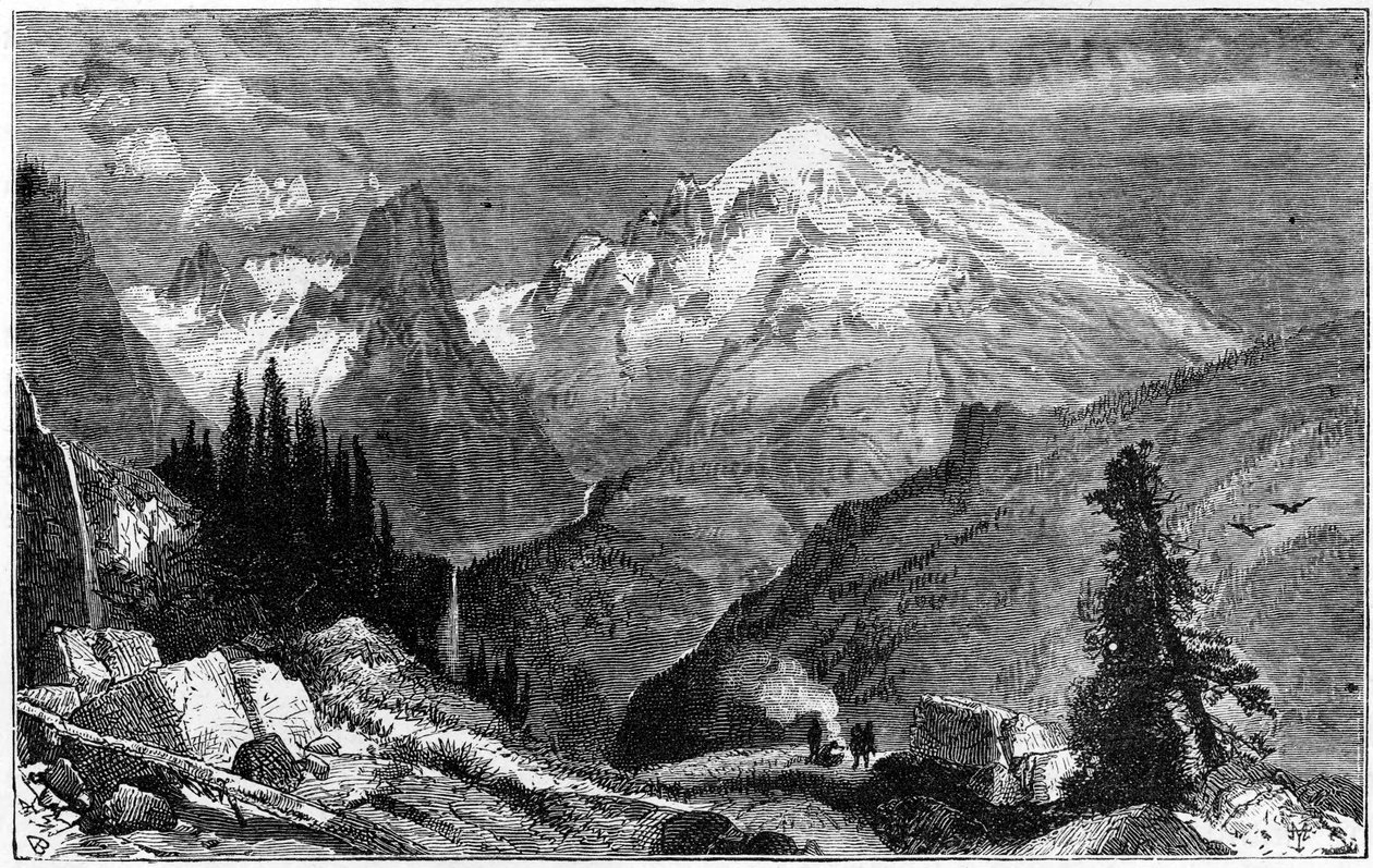 Monte Shasta, pico norte da Serra Nevada, Califórnia, EUA, c1870 de Unbekannt
